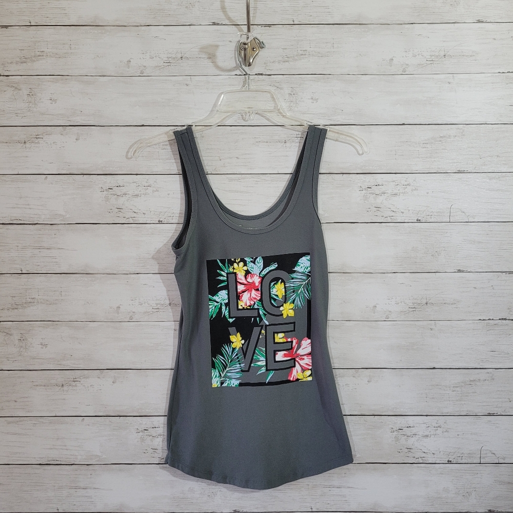 NOBO‎ No Boundaries Floral Love Graphic Tank Top Athletic Wear Sz Juniors Small